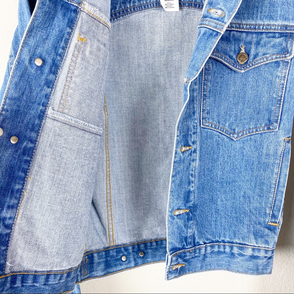 VINTAGE SHAEFER denim & leather jean jacket sh3 - Picture 4 of 8